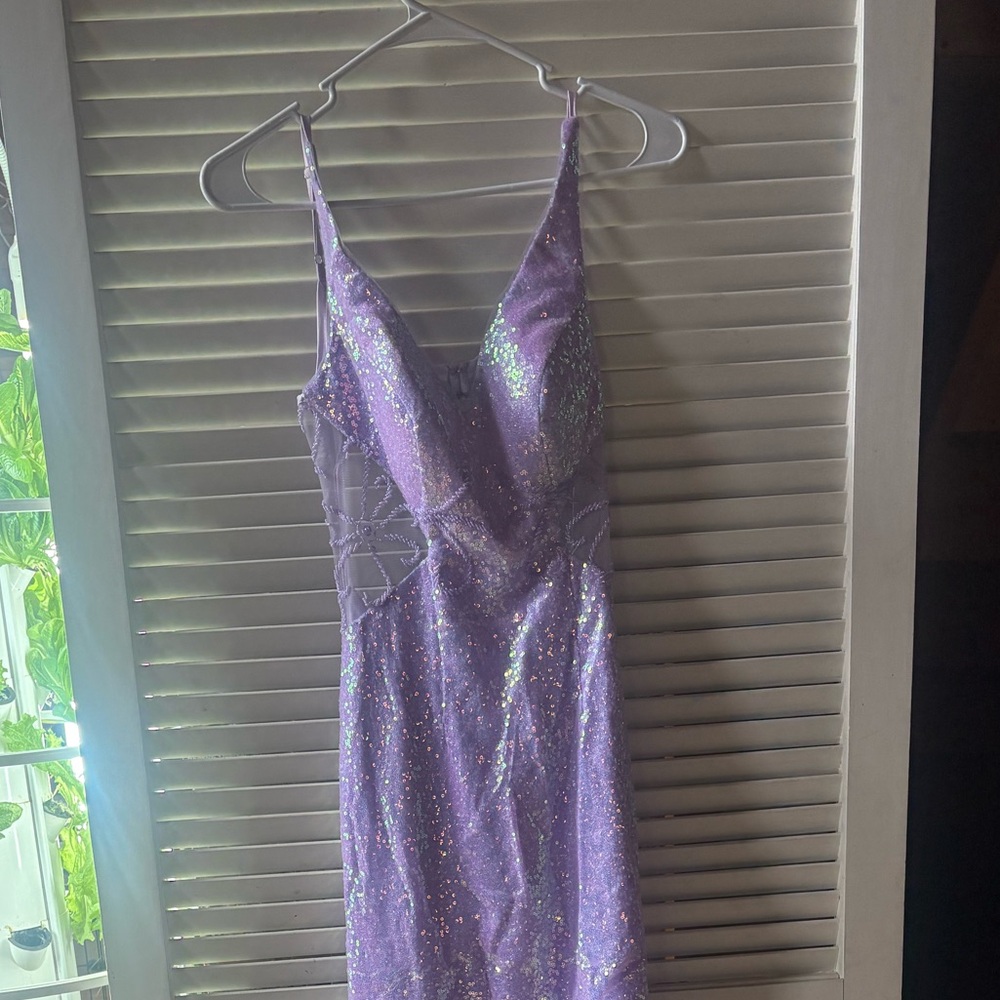 Purple Sequin Prom Dress